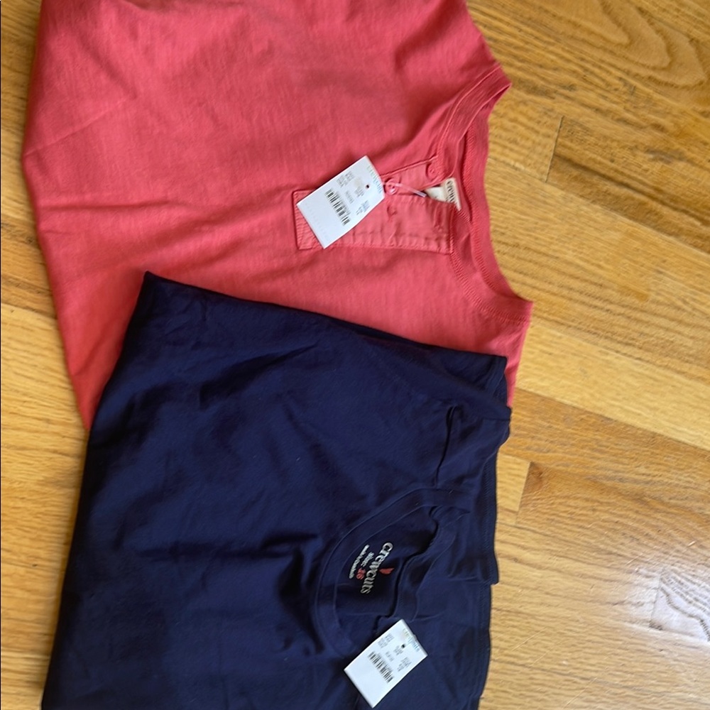 2 New Crewcuts long Sleeve Tees - 1 coral &  1 navy blue